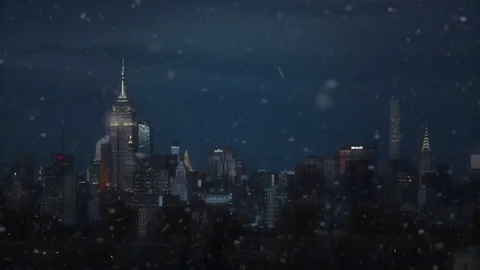 Sunrise Timelapse as Winter Storm Clears over Manhattan New York City Snow Fall  Stock Footage 82800928