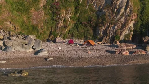 Sunrise at Tiny Hidden Beach in. Howth20 - 4K Cinematic Drone Footage - Stock Footage 284326100