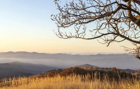 A sunrise at the top of the mountain Foto stock
