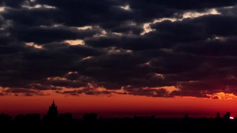 Sunrise in a town. Clouds - Timelapse. Close up 動画素材 70217813