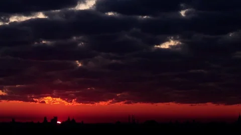 Sunrise in a town. Clouds - Timelapse. Close up panorama 動画素材 70218285