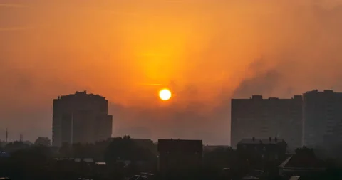 Sunrise in town Stock Footage 143952501