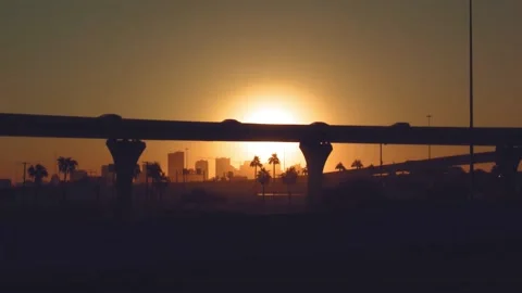 Sunrise Traffic on “The Stack” Freeway, Phoenix AZ Stockbeeldmateriaal 146201795