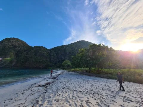 The sunrise from under the hill Stock Photos