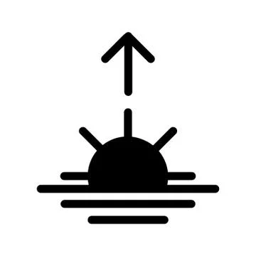 Sunrise vector icon. Black and white sun illustration. Solid linear ricing of Stock Illustration