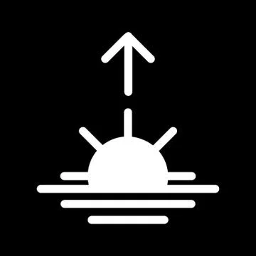 Sunrise vector icon. Black and white sun illustration. Solid linear ricing of Illustrazione stock
