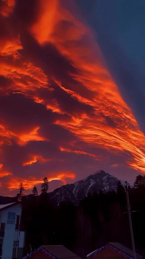 Sunrise  in vertical format: golden dawn slow motion over misty mountains Stock Footage 304730494