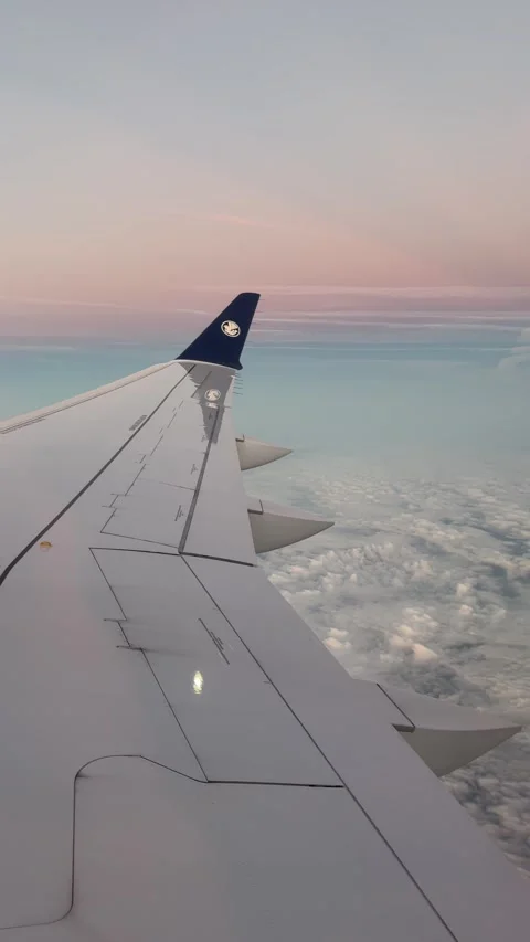 Sunrise View from Airplane Window on Flight from London to Paris. Stock Footage 341324381