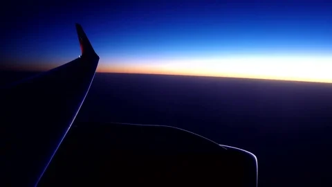 Sunrise. View from the airplane window. Stock Footage 83023641