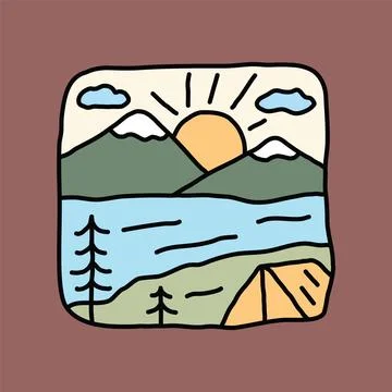 Sunrise view graphic illustration vector art t-shirt design Stock-Illustration