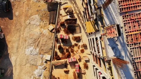 Sunrise View of Modern Construction Site Reveal Neighborhood Stock Footage 274144945