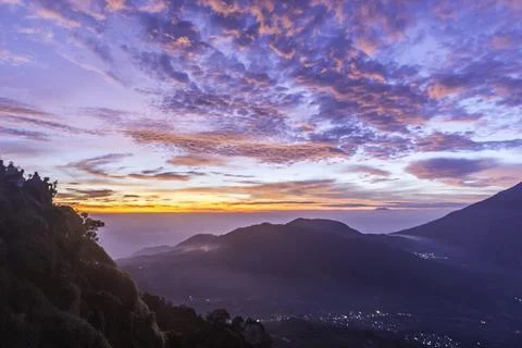 Sunrise view on the mountain. Stock Photos