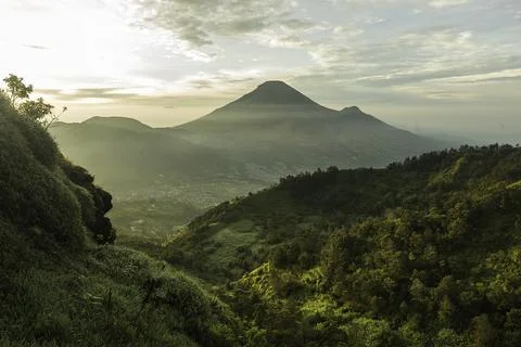 Sunrise view on the mountain. Stock Photos