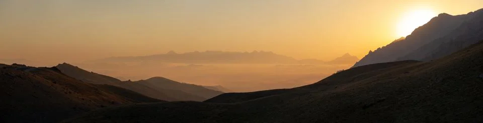 Sunrise view in the mountain Stock Photos