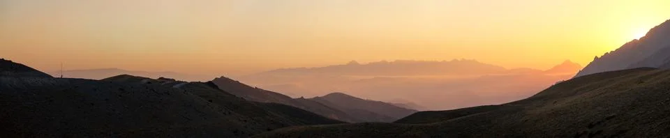 Sunrise view in the mountain Stock Photos