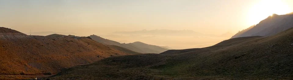 Sunrise view in the mountain Stock Photos
