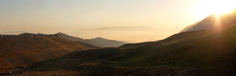 Sunrise view in the mountain Stock Photos