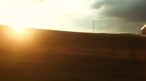 Sunrise view from moving train Stock Footage 44233175