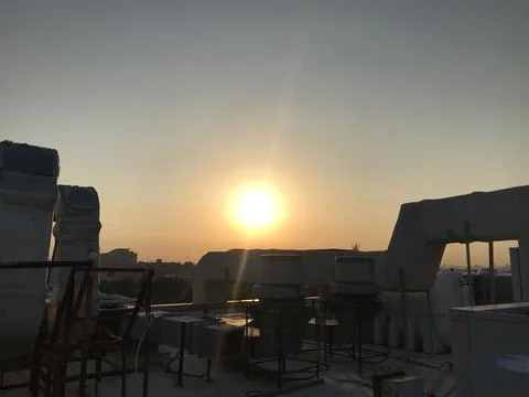The Sunrise view from the rooftop Stock Photos