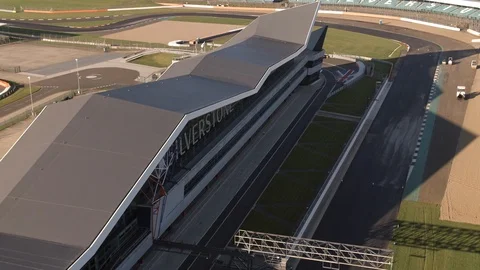 Sunrise View of the Silverstone Race Circuit at the International Pit Straight Stock Footage 112288767