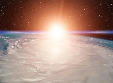 Sunrise, view from space. The elements of this image furnished by NASA. Stock-Illustration