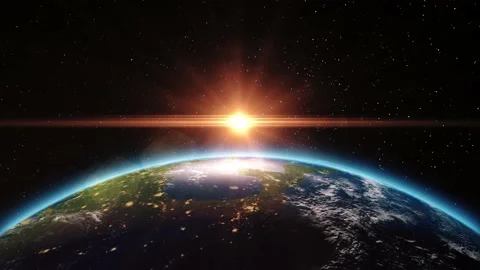 Sunrise view from space on Planet Earth Video stock 135796412