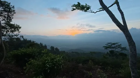 Sunrise View from the Top of a Hill Stock Footage 344866620