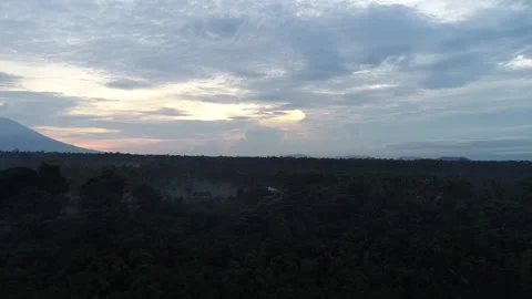 Sunrise View of Volcano in the Jungle Stock Footage 255866588
