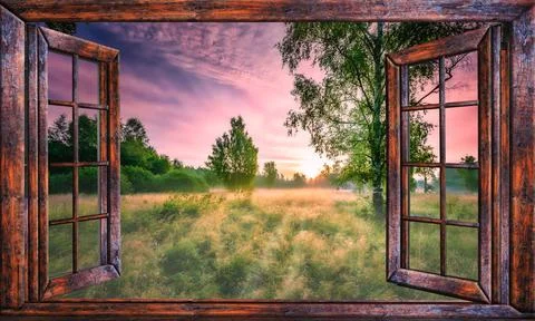 Sunrise view from the window Foto stock