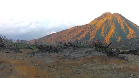Sunrise on Volcano Ijen. Java island. Indonesia. Stock Footage 85295711