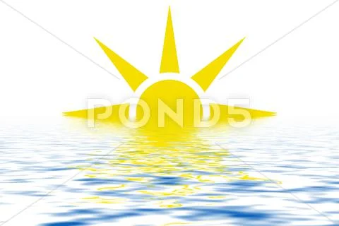 Sunrise in a water on white backgrounds Stock Illustration