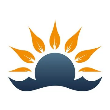 Sunrise Wave Flame Nature Icon Vector Logo Template Modern Design Stock Illustration
