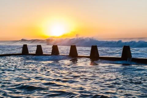 Sunrise Waves Tidal Pool Stock Photos