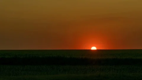 Sunrise on wheat field time lapse Stock Footage 121123823
