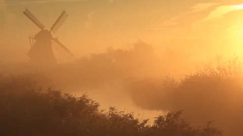 Sunrise at a windmill Stock Footage 133866486