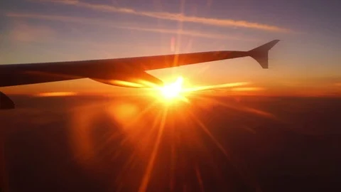 The sunrise with a wing Stock Footage 74140044