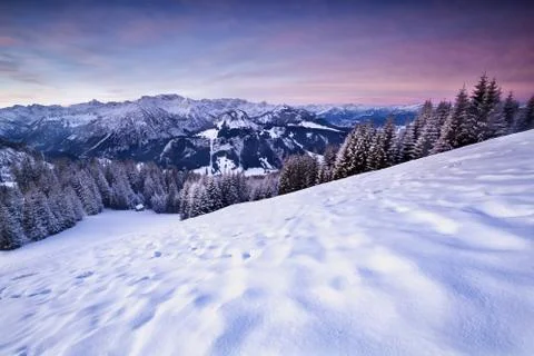 Sunrise in winter Alps Stock Photos