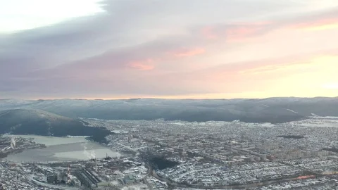 Sunrise in winter in the city of Beloretsk Stock Footage 119857249