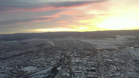 Sunrise in winter in the city of Beloretsk Stock Footage 119857476