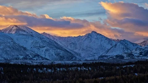 Sunrise In The Winter Mountain Stock Footage 74237541