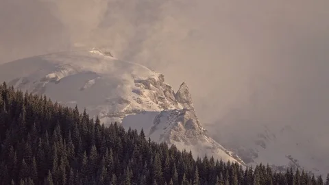 Sunrise in the winter mountains landscape Stock Footage 87222446