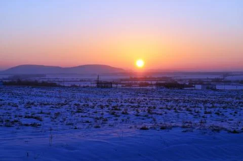 Sunrise in winter Stock Photos