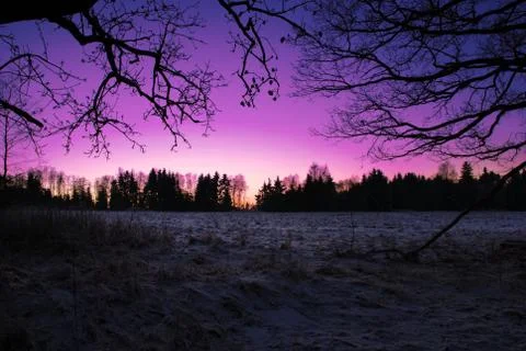 Sunrise in winter Stock Photos