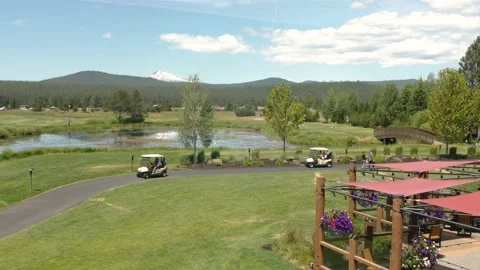 Sunriver Resort Golf Carts Meadows Lake Oregon Stock Footage 142528360