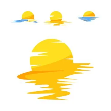 Suns and reflections on water surface Stock Illustration