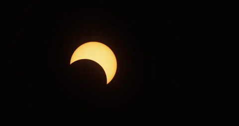 Sun’s crescent during the solar eclipse of October 14, 2023.  At 47% coverage. Stock Footage 253053070