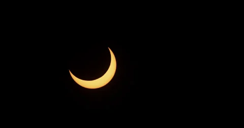 Sun’s crescent during the solar eclipse of October 14, 2023.  At 85% coverage. Stock Footage 253053080