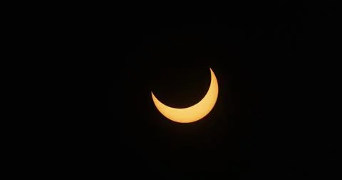 Sun’s crescent during the solar eclipse of October 14, 2023.  At 78% coverage. Fotos Stock
