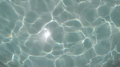 The suns Fractured reflection￼ the on the bottom of the pool. Stock Footage 119256027