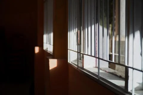 Suns light coming in at an angle through the window making abstract photogr.. Stock Photos